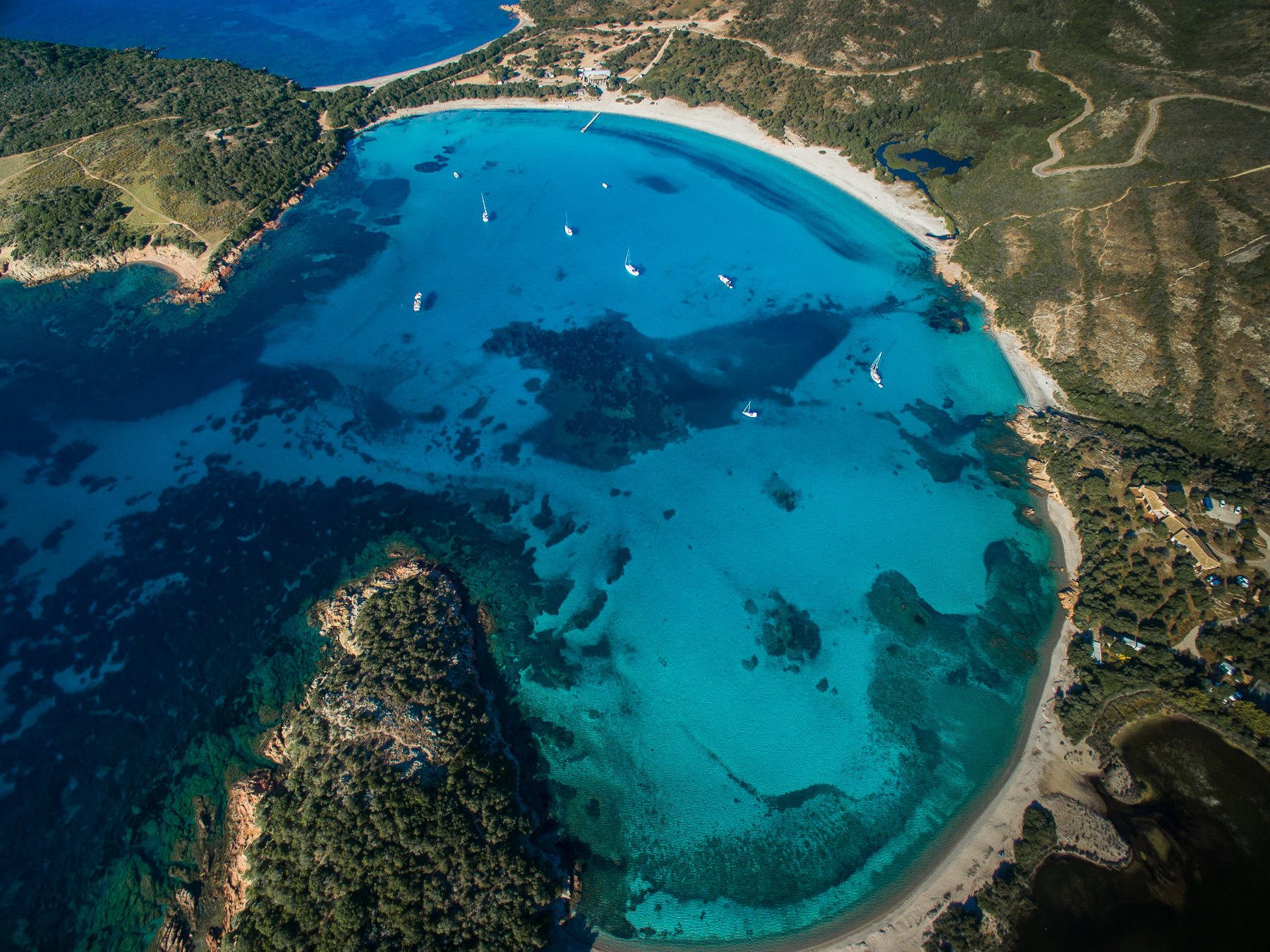 Aerial View Of The Splendid Rondinara Beach, Corsica, France
